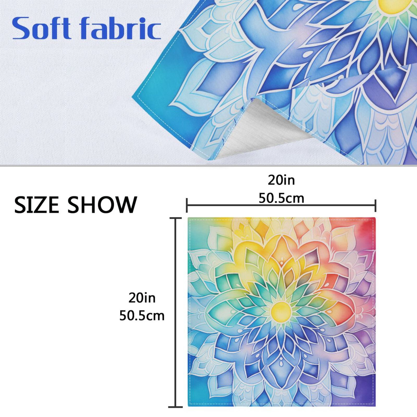 JSTEL Rainbow Mandala Colorful Cloth Napkins Set of 6, 20x20 Inch Washable and Reusable Napkin for Decoupage Dinner Party Everyday Use