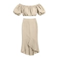 thumbnail image 5 of IUYRTFE Women's Off Shoulder Puff Sleeve Top and Midi Skirt Set 2 Piece Summer Casual Outfit, 5 of 5