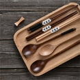 thumbnail image 4 of Wooden Eating Utensils Chopsticks With Spoon Sturdy Kitchen Tool Wood Grains Utensils For Family, 4 of 12