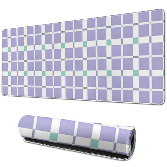 Stylish Pastel Checkered Desk Mat - Aesthetic Office Decor, Extra Large Mouse and Laptop Pad, Game Mat - Enhance Workspace Aesthetics, Size 31.5x11.8in.