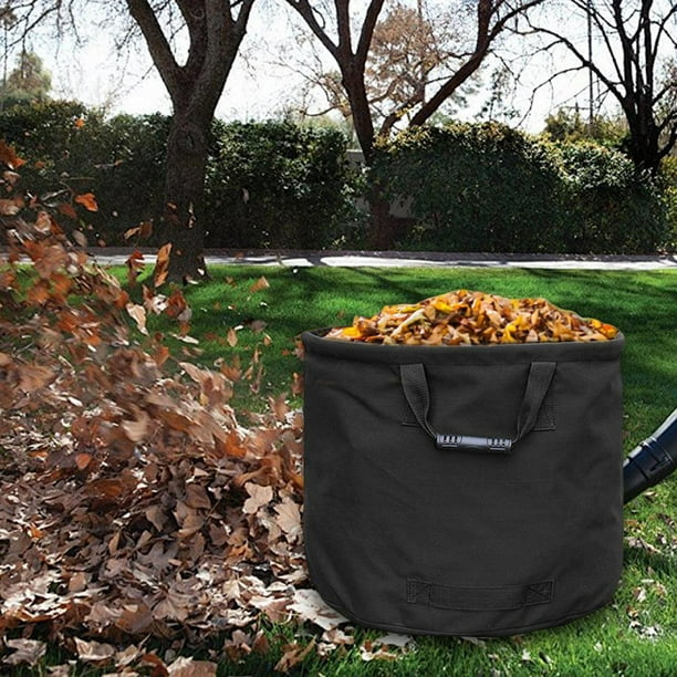 Bolsa para desechos de jardín, contenedor vertical para desechos de patio, contenedor de basura plegable reutilizable, bolsa para hojas vertical para Negro