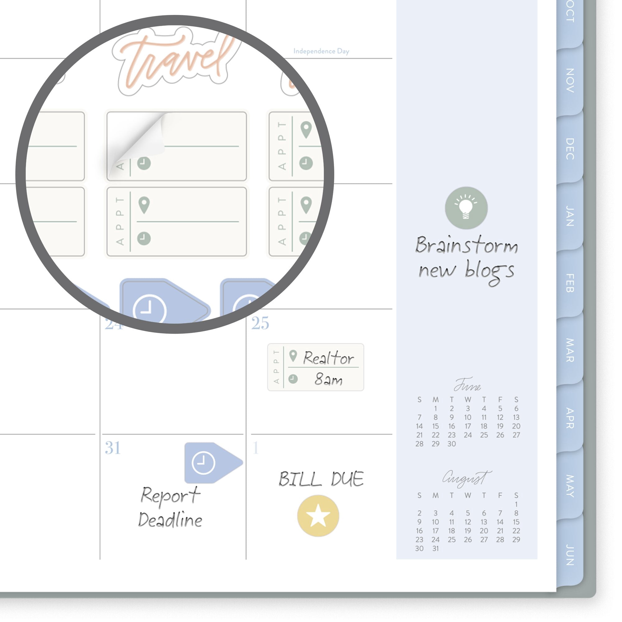 Leah Bisch for Mead Cambridge Academic 2026-2027 Weekly Monthly Planner Peony