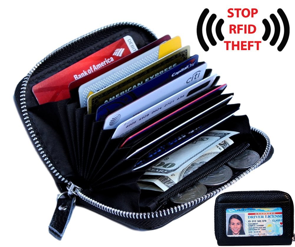 Women's Genuine Leather Credit Card Holder RFID Secure Spacious Cute