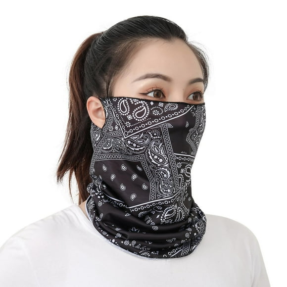 Beshee Motorcycle Head Wrap Women Men Scarf Mask Bandana with Ear Loops Sun Outdoors Face Mask Face Mask Black
