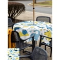 thumbnail image 5 of Outdoor Tablecloth with Umbrella Hole for Patio/Picnic/Party/Camping, Blue Dinosaur Waterproof Table Cloth Square Cover Washable, Palm Trees Mountains Modern Abstract Art (54"x 54"), 5 of 8