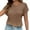 M763 Coffee, variant on Tfken Summer Women Tshirts Solid Color Crew Neck Short Sleeve Tops Breathable Daily Wear Female Soft Shirts Brown