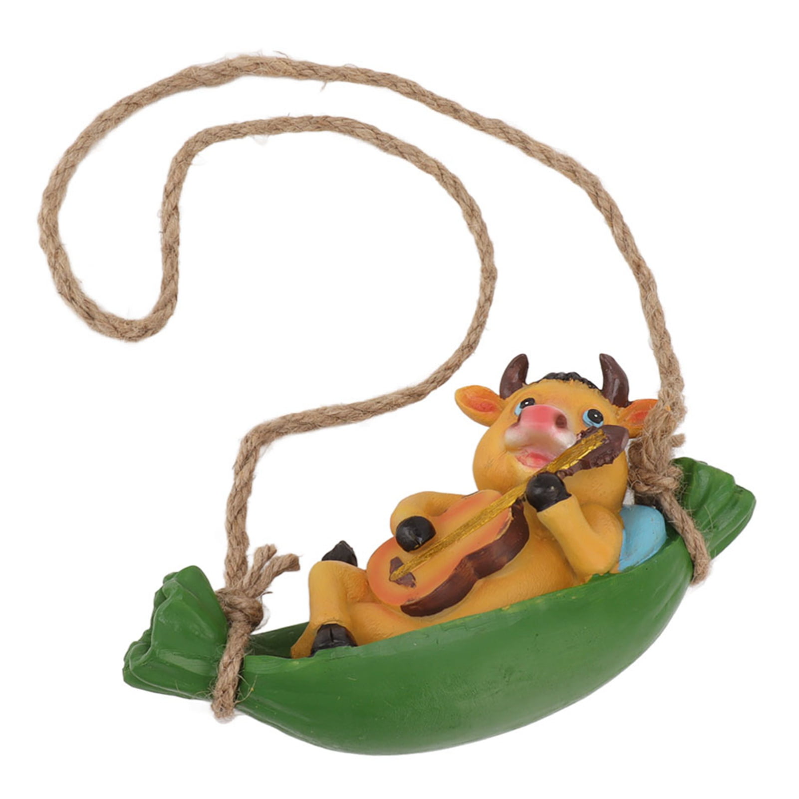 Cow Playing Guitar Garden Statue Cow Statue, Resin Garden Cow Ornament