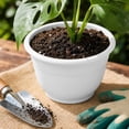 thumbnail image 6 of Voglyf 6.5 Inch Plant Pots for Indoor Outdoor,Plastic Floor Planters with Drainage Holes, Modern Round Grey Flower Pots For Succulents Vegetables Herbs House Plants Home Balcony Decor,White, 6 of 6