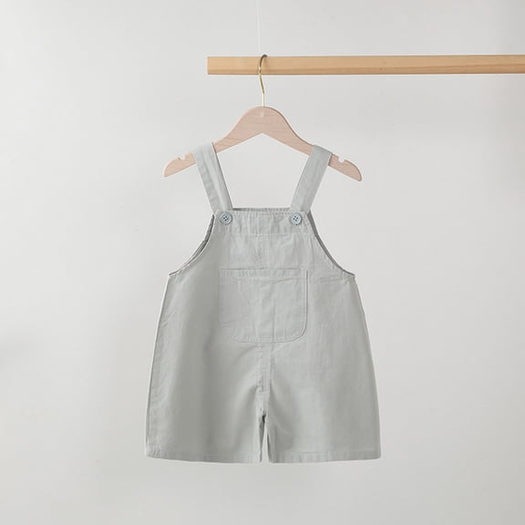 CQONEPT Toddler Girl Overall Shorts Set Adjustable Loose Jumpsuit Sleeveless Vacation Fashion Summer Outfits 0-3 Years Gray 90