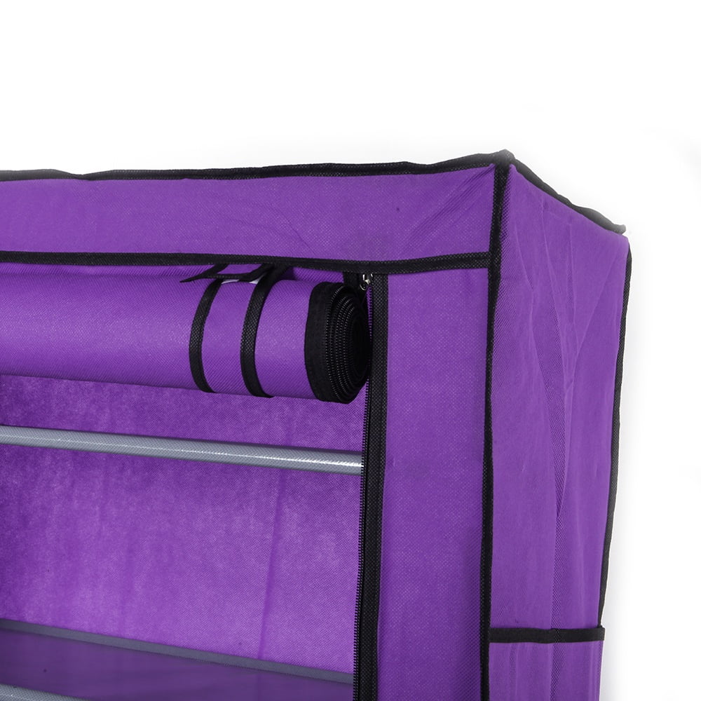 Shoes Rack with Cover, paproos 10 Tier Shoes Organizer, Fabric Sneaker Rack with Dustproof Nonwoven Fabric Cover, Room-saving Shoe Storage Cabinet for Entryway, Free Standing Tall Shoe Holder, Purple