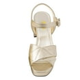 thumbnail image 4 of FSJ Women Fashion Platform Chunky Mid Heel Sandals Open Toe Crisscross Adjustable Buckle Strap Elegant Party Prom Evening Shoes Size 8 Gold, 4 of 4