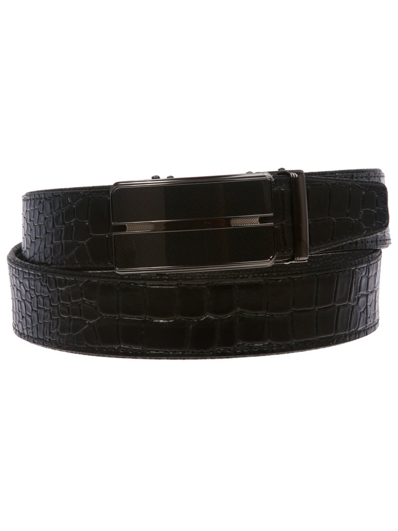 men's exact fit slide dress belt Beltiscool Men's Automatic Buckle Slide Ratchet Feather Edged Perfect Fit Dress Belt, Size: One up to 46 waist, Brown
