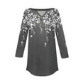thumbnail image 4 of Xmyrz Casual Tops For Women Floral Print Summer Recreation Collared Button Up Versatile 3/4 Sleeved Blouses Casual Blouse, 4 of 5
