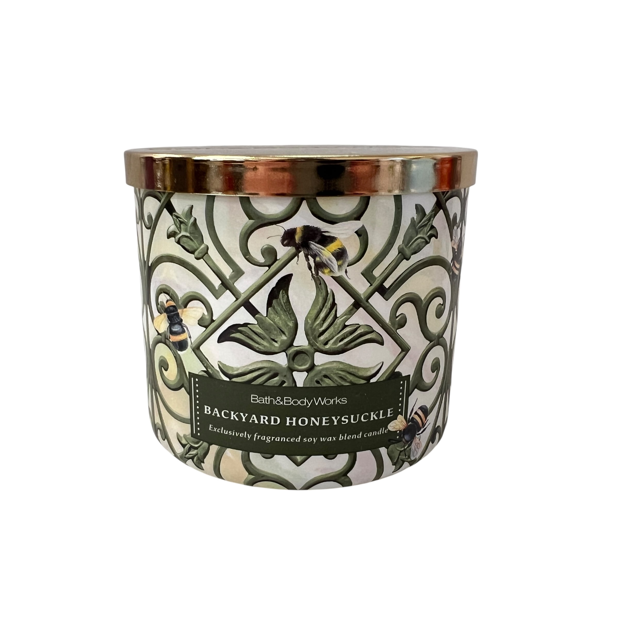 Bath & Body Works Backyard Honeysuckle Scented 3 Wick Candle 14.5 oz