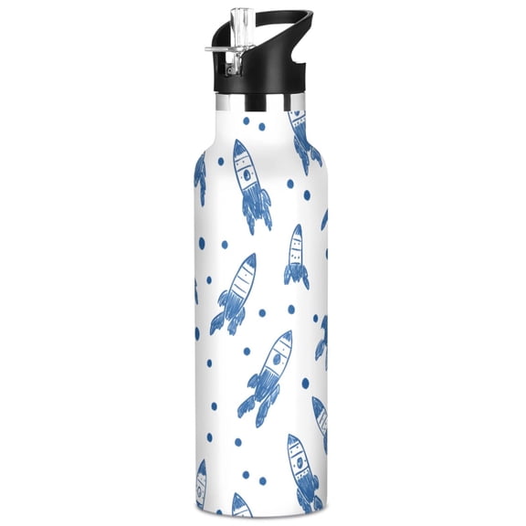 ALAZA Rockets Pattern Stainless Steel Water Bottle Vacuum Insulated Leak-Proof Tumbler with Straw Handle 20oz