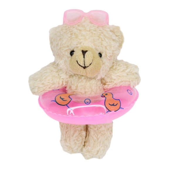 Plush Stuffed Keychain Toy Swimming Bowknot Bear Keys Chain Backpack Pendant for Birthday Christmas Party Gift