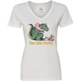 thumbnail image 3 of Inktastic Funny Tea Rex Party Women's V-Neck T-Shirt, 3 of 5