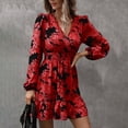 thumbnail image 4 of Women's Floral Chiffon Short Skirt A-line Long Sleeve Country Dress, 4 of 9