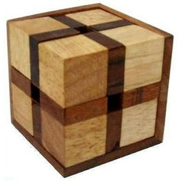 Vtg Wooden Cube String Of Cubes Puzzle Brain Teaser