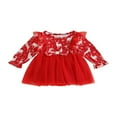 thumbnail image 1 of Robe de Noël pour Bébé Fille Manches Longues Imprimé Élan Robe Patchwork en Tulle, 1 of 9