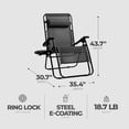thumbnail image 3 of Open Box Four Seasons Courtyard XL Steel Zero Gravity Chair, Black (3pk), 3 of 6