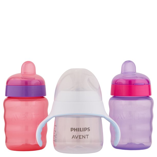 Philips Avent My Easy Sippy Girl 9 oz 2 Ct & My Natural Trainer Sippy ...