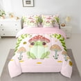 thumbnail image 2 of jejeloiu Kawaii Frog Bedding Comforter Set 7-Piece,Cartoon Mushroom King Bedding Sets,Rustic Leaves Butterflies Bed Sheets For Teens,Microfiber Bedroom Decor Reversible, 2 of 8