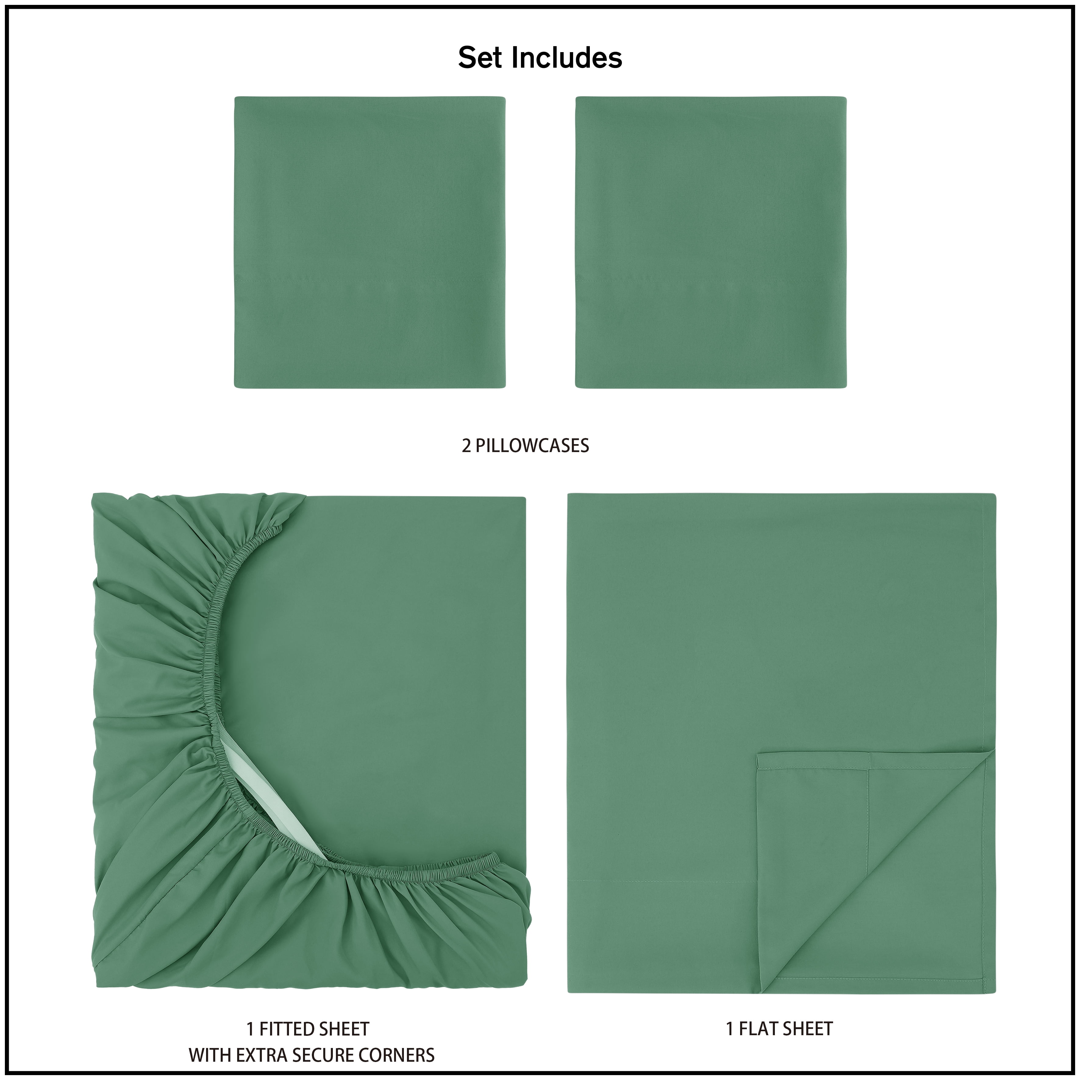 Mainstays by Becky G. & Alejandra 4-Piece Green Lily Super Soft Microfiber Bed Sheet Set, Queen