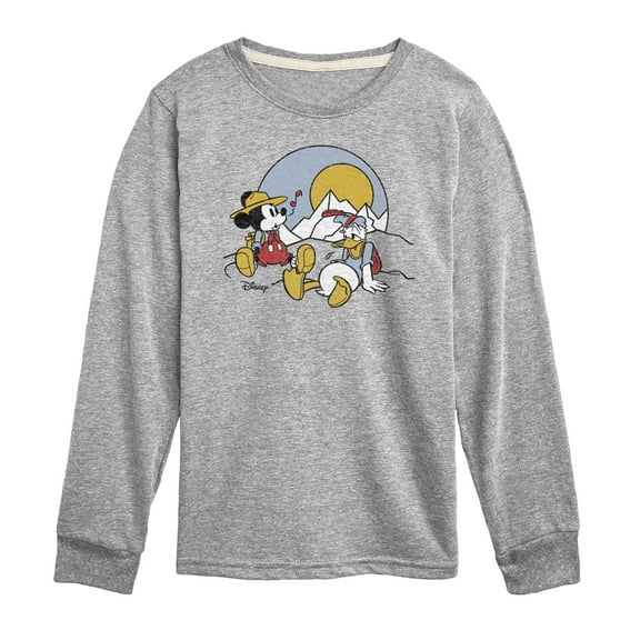 Disney - Mickey & Friends - Donald Duck & Mickey Take a Rest - Hiking - Toddler And Youth Long Sleeve Graphic T-Shirt