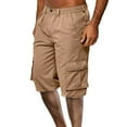 thumbnail image 2 of CenturyX Men Sports Casual Shorts Elastic Waist Pockets Loose Straight Cargo Short Pants Khaki XXL, 2 of 6