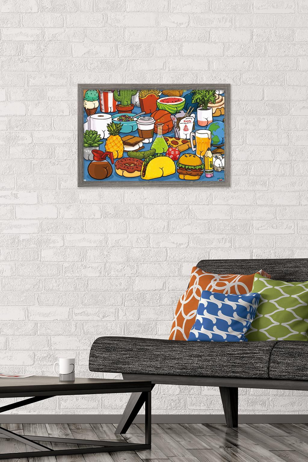 Brian Cook: Butts on Things - Food Wall Poster, 14.725" x 22.375" Framed