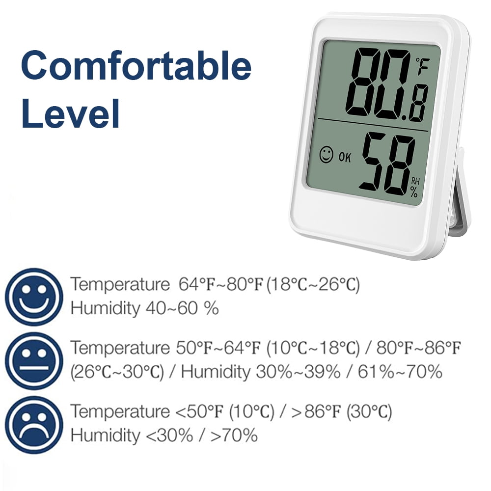 Indoor Thermometers Hygrometer Digital Room Thermometer and Humidity Gauge  with Clock Humidity Temperature, 5s Fast Refresh, Backlight & ℃/℉ Function