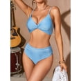 thumbnail image 2 of Charmo Women's Two Piece Bikini Set Mid Waisted Twist Front Bathing Suit Ruched Swimsuit, 2 of 6