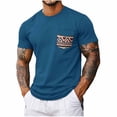 thumbnail image 2 of TKKCS Mens Short Sleeve T-Shirt with Print Pocket- Summer Casual Pullover Breathable Lightweight Crew Neck Tees Blue Size M, 2 of 7