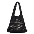 thumbnail image 2 of Cotton Thread Handbags Straw Woven Hollow Net Shopping Beach Vacation Purses, 2 of 8