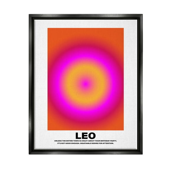 Stupell Industries Funny Leo Astrology Abstract Painting Black Floater Framed Canvas Art Print Wall Art, 17 x 21
