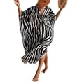 thumbnail image 3 of RanRui Vestidos Kaftan con estampado geométrico para mujer Caftanes Loungewear con cordón en la cintura, 3 of 4