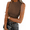 Brown, variant on Womens Sleeveless Mock Turtleneck Tank Tops Slim Fit Stretch Ribbed Tops Casual Basic Layering Shirts