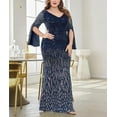 thumbnail image 5 of Womens Mermaid Plus Size V Neck Sequin Evening Dress Long Sleeves Mother of The Bride Gowns Royal Blue, 5 of 7