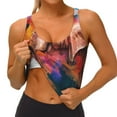 thumbnail image 3 of Gukieu Oil Paintings of Elephants Print Women's Sports Vest, Low-neck U-shaped Removable Pad Sports Bra for Yoga, Exercise, Dance-X-Large, 3 of 8