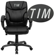 Flash Furniture Personalized Mid-Back Black LeatherSoft Overstuffed Swivel Task Ergonomic Office Chair with Arms