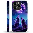 thumbnail image 2 of Punmada Compatible with iPhone 14 Pro Max Matte Case For Girl Boy Full Body Protective Hard Shell Esthetics Pattern Purple Moon Wolf, 2 of 7