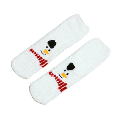 

COUTEXYI Christmas Room Socks Soft Coral Fleece Cartoon Santa/Elk/Snowman/Hat Printing Floor Socks for Adults Women Men