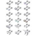 thumbnail image 1 of 18 Pairs Stainless Steel Stud Earrings Solid Rhinestone Earring Cartilage Earrings Helix Ear Piercing Jewelry, 1 of 1