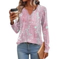 thumbnail image 5 of Elvqul Womens Button Down Tops Pink Loose T Shirts Pleated Winter Oversized Graphic V Neck Fashionable Blouses for Women, 5 of 6