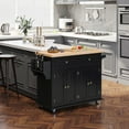 thumbnail image 2 of Cterwk Rubberwood Top Kitchen Island with Wheels, Rolling Kitchen Cart with Spice Rack and Towel Rack and Drawers, Black, 2 of 9