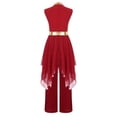 thumbnail image 5 of Doomiva Teen Girls Lyrical Praise Dance Dress Metallic Church Robe with Wide-Leg Pants Tunic Praisewear Worship Wear Burgundy 6, 5 of 6