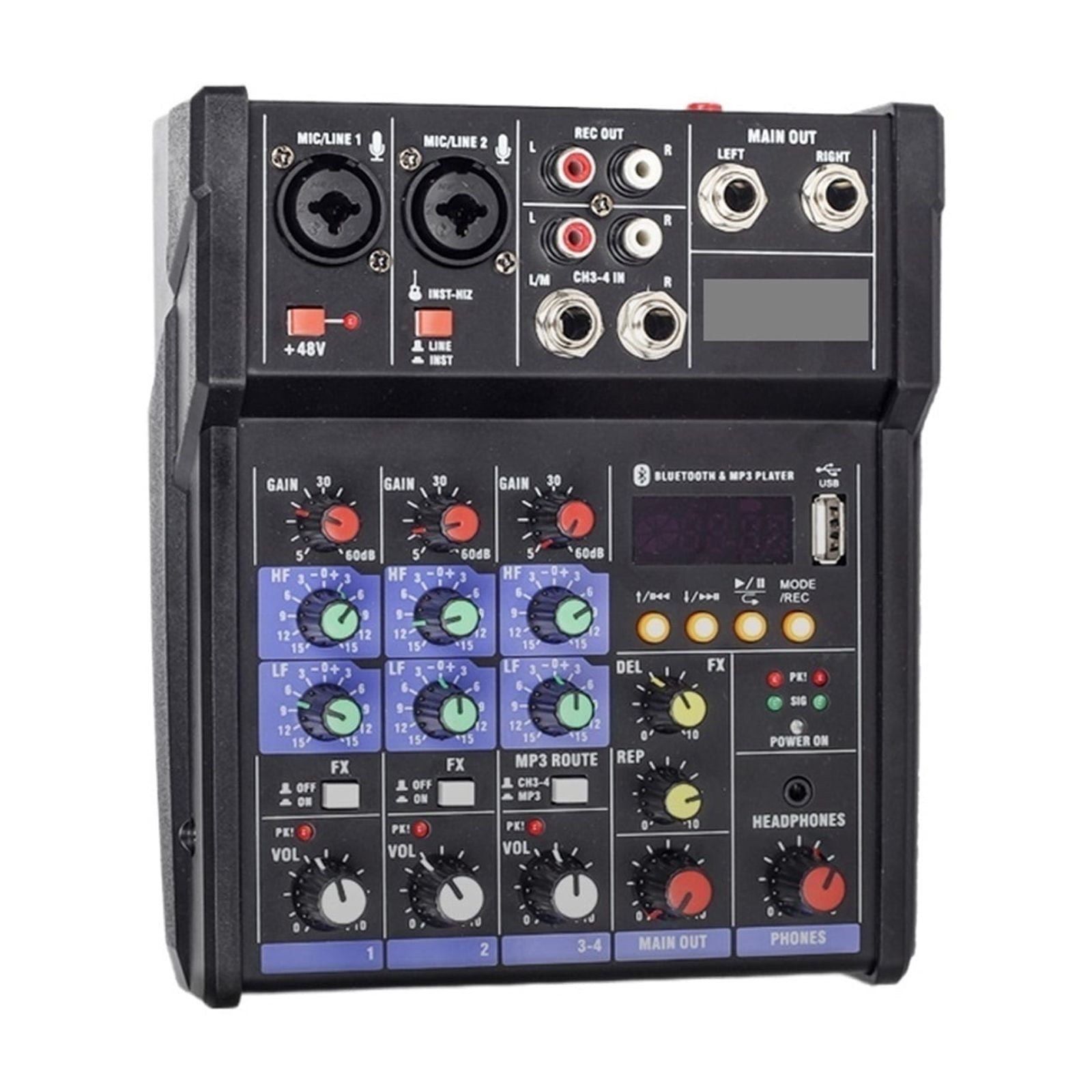RU-4T Professional Sound Au--dio USB Mixer 4 Channel 48V Phantom Power Reverbration Mixing Console Player USB Music For DJ ,Precision Control
