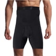 thumbnail image 3 of Men’s High-Waist Compression Fitness Tights, Double-Layer Half Shorts & Sports Pants, Solid-Color 2-in-1 Athletic Shorts, Quick Dry Breathable Tight, Workout Running | AKLJWH,Black L, 3 of 9