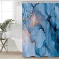 thumbnail image 4 of Gold Blue Marble Texture Shower Curtain Set ，Waterproof Fabric Shower Curtains Abstract Water Ripple Gradient Shower Curtains for Bathroom,Bathroom Decor 60"x72", 4 of 6